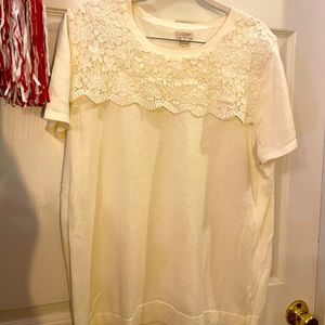 JCrew knit sweater with lace detailing